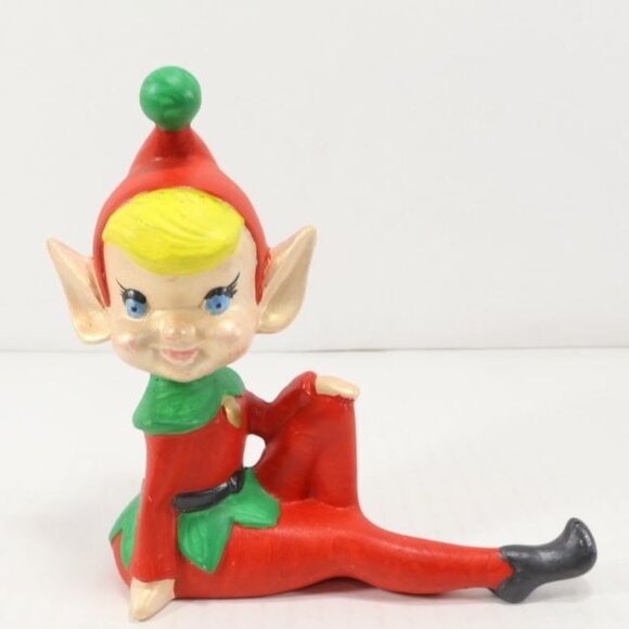 Vintage Hand Painted Pixie Elf Figurine Christmas Decoration - Picture 1 of 12